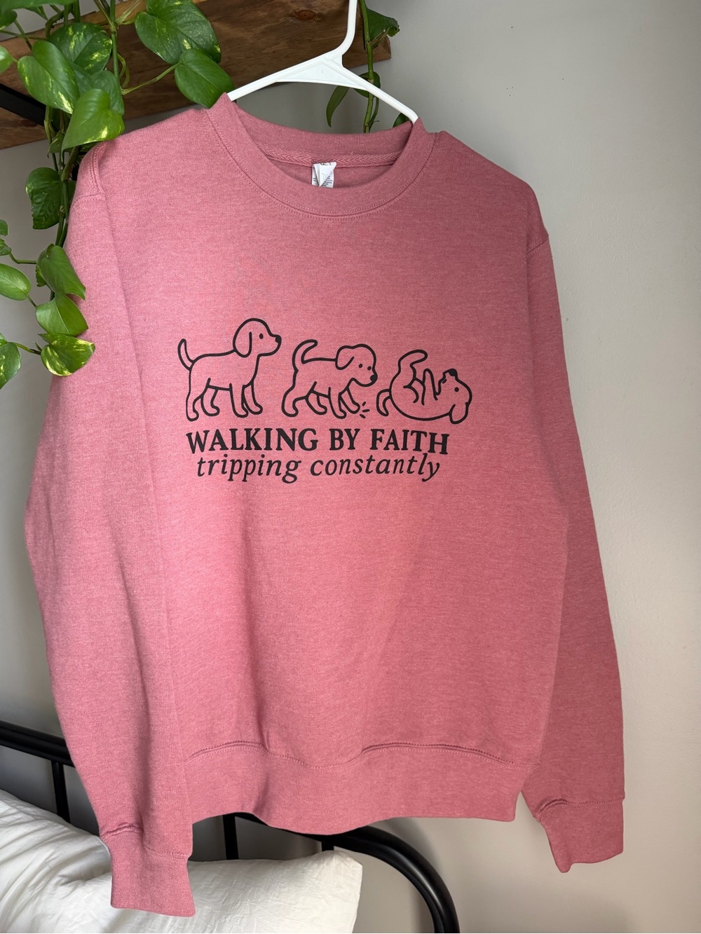 Walking By Faith Pink Graphic Sweatshirt